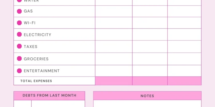 budget planner printable